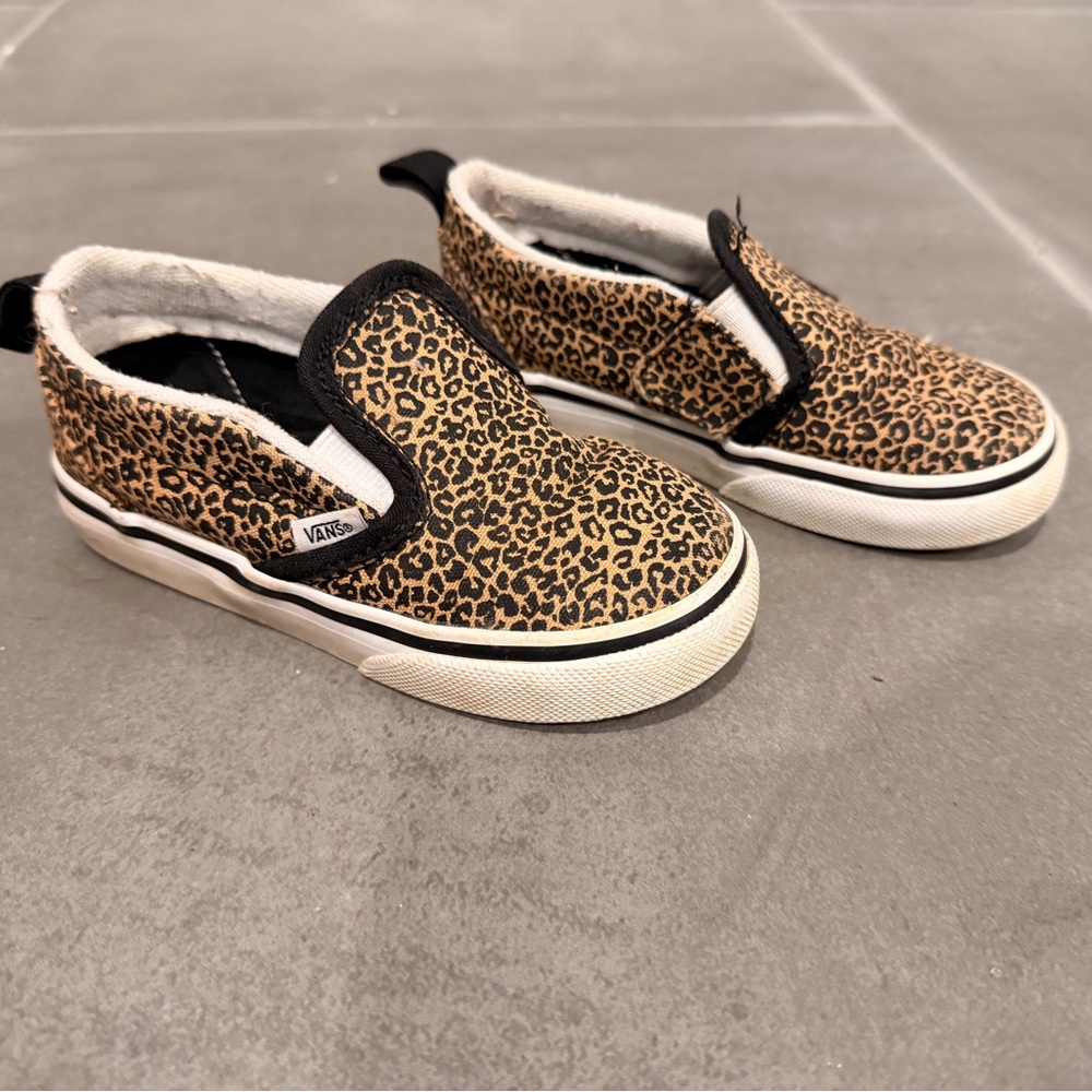 Vans Kids Leopard-Print Slip-On Sneakers in Brown and Black